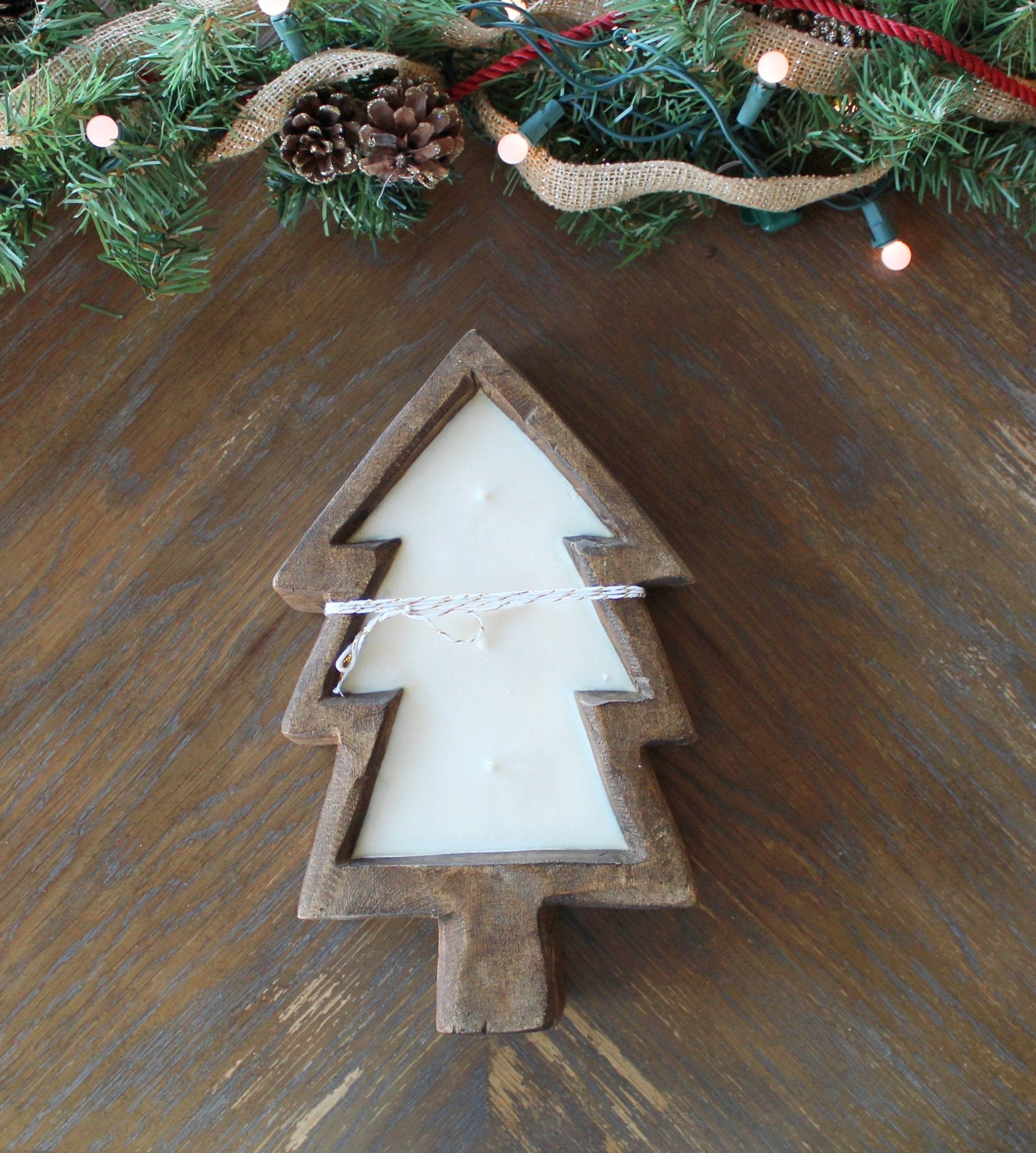 Wood Christmas Wood Bowl Candle