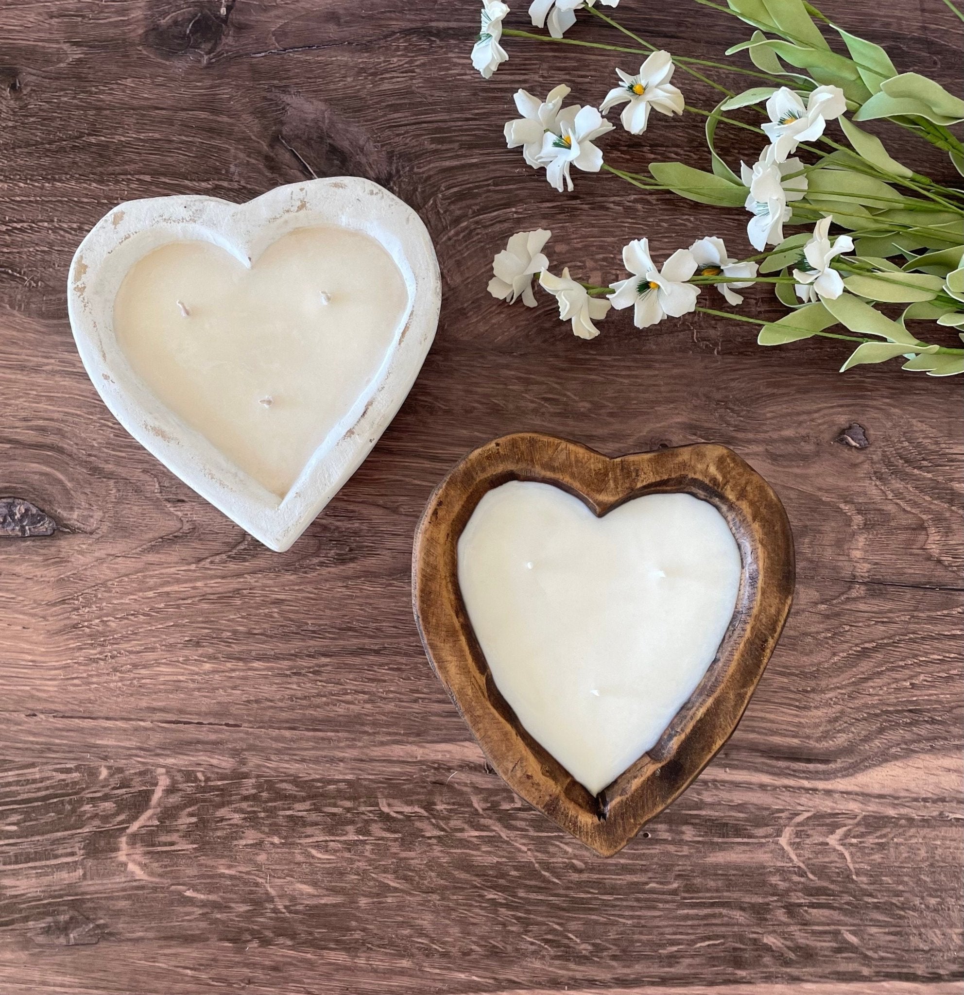 3 Wick Heart Dough Bowl Candle